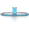 Bellitia Jewelry Anelli Fidanzamento Turchese in Argento Sterling 925, Anello Impilabile Promessa Banda Pietra Blu Donna Fedine per Donne Ragazze, Taglio Ovale