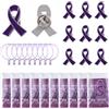 WANDIC Set di 10 spille con nastro viola, spille in metallo per sensibilizzazione sulla violenza domestica, braccialetto regolabile con coulisse con biglietto di testo per eventi di beneficenza