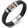 ALBERTBAND Bracciali da Uomo Personalizzati Bracciale in Pelle con Nome Foto Regalo per Uomo Papà Marito Fidanzato Nonno Amico