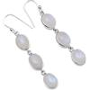 Silver Palace Orecchini Pendenti da Donna in Argento Sterling 925 con Pietra di Luna Arcobaleno Naturale