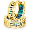 Odinstone Orecchini Uomo, Orecchini a Cerchio Uomo, Blu Neri | Odinstone Orecchini a cerchio da uomo, stile nordico, con rune vichinga e zirconi blu, coppia compatta da 17 mm