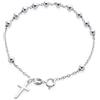 Bling Jewelry Sottile Semplice Religioso Preghiera Palla Perline Croce Rosario Bracciale Per Le Donne Per L'Adolescenza .925 Argento Sterling