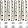 emlstyle 8 pezzi piastra forata in acciaio inox, connettori piatti piatti, supporto in acciaio inox, connettori in metallo, staffe ad angolo piatto con 48 viti