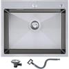 KEOKBON - Lavello da cucina in acciaio inox, 55 x 45 cm, con foro per rubinetto, con filtro di scarico e istruzioni di montaggio (lingua italiana non garantita)