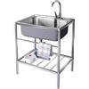 SFJATTA Lavello da cucina professionale in acciaio inossidabile Lavello da campeggio in acciaio inossidabile per uso interno ed esterno, garage, barbecue da giardino, ecc(60 * 45 * 75cm)