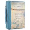 Christian Art Gifts Custodia per bibbia con poesia motivazionale Footprints in the Sand, in tela di poliestere, da donna, extra large, con cerniera, per bibbia o libro, con manico