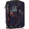 Invicta Astuccio 3 Scomparti, Astuccio Attrezzato, Scuola Media Elementare, Bambine e Ragazze, Nero (Paisley Black)