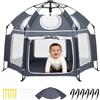 HOMGEN Box Pieghevole POP-UP 150x110 cm con Copertura UV Rimovibile in Tessuto Oxford 210D Box da Esterno per Bambini Portatile in Rete per Spiaggia, Parco e Casa