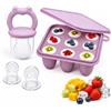 ZUFIO Stampi per alimenti per frutta e ghiaccioli per latte materno, vassoio in silicone per alimenti per bambini per raffreddare sollievo dalla dentizione (viola)