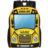 ASD Jewerly Personalizzato bus scolastico a tema zaino regalo, nome personalizzato costruzione camion ingegneria veicoli a tema stampa Casual zaino per laptop borsa daypack