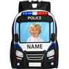 ASD Jewerly Personalizzato auto di polizia a tema zaino regalo, nome personalizzato costruzione camion ingegneria veicoli a tema stampa Casual zaino per laptop Daypack Borsa