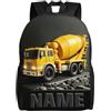 ASD Jewerly Camione personalizzato miscelatore di calcestruzzo a tema zaino regalo, nome personalizzato costruzione camion ingegneria veicoli a tema stampa zaino casual borsa per laptop