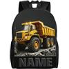 ASD Jewerly Personalizzato dump truck tema zaino regalo, nome personalizzato costruzione camion ingegneria veicoli a tema stampa casual zaino borsa per laptop