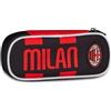 Seven Portapenne Scuola Round Plus A.C. Milan, Nero, Astuccio passanti elastici portapenne, Taschino Interno con zip, Scuola media e superiore, Per bambini e ragazzi, Calcio, Prodotto ufficiale