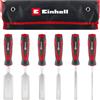 Einhell Accessories Set di 6 scalpelli per legno Einhell | 6 / 12 / 18 / 24 / 32 / 38 mm | Lame in acciaio CrV | Impugnatura bicomponente | Cappucci in gomma | Custodia inclusa