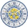 Generic Orologio da parete a forma di limone, stile mediterraneo, tradizionale, floreale, in ceramica blu, estivo, analogico, per garage, sala giochi, decorazione per esterni, 30 x 29 cm