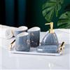 XYQXYQ Set di accessori da bagno grigio, decorazione da bagno effetto marmo oro, moderno set di 6 accessori da bagno, completo di dispenser di sapone, portaspazzolino, bicchiere, vassoio di lavoro