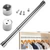 HREDZEO Asta appendiabiti estensibile, 31-51 cm, in acciaio inox, asta appendiabiti regolabile con prese terminali e viti, asta per armadio, doccia, balcone, finestre