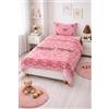 GX GARGIX Completo Letto Singolo 100% Cotone - Set Lenzuola Una Piazza con Sotto, Sopra e Federa - Morbido e Traspirante (GX/FIOCCO-ROSA)