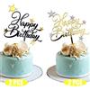 XINCHENG 4 Pezzi Happy Birthday Cake Topper Acrilico Decorazioni Torta Buon Compleanno Scritta Happy Birthday per Torta (Oro, Nero * 2)