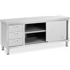 Royal Catering RCSSCB-200X60-S - Armadio da lavoro in acciaio INOX, 200 x 60 x 85 cm, portata 600 kg, 3 cassetti, armadietto da lavoro in acciaio inox