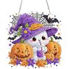 NEWENMO 5D Bianco Fantasma Diamond Painting Pendente Ciondolo con Catena
