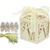 ALPHA DIMA 50pcs Sposa e Sposo Hollow Romantica Matrimonio Favore Scatole Nastri Bomboniere Regalo Scatoline,per Matrimonio Anniversario Fidanzamento Nozze d'oro Nozze d'Argento (50pz:Beige)