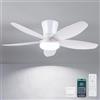 Surtime Ventilatori a soffitto con luci-92CM Ventilatore a soffitto a basso profilo con luce e controllo remoto/APP,DC reversibile, LED dimmabili Ventilatori a soffitto moderni per camera da letto(Bianco)