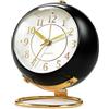 Azxb Sveglia analogica, piccola orologio da scrivania retrò con luce notturna, retroilluminazione, design semplice e carino, silenziosa, senza ticchettio, alimentato a batteria, per camera da letto