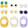 YiiHHooN Occhiali da Festa Hawaiani, 6 Pezzi Occhiali da Sole Divertenti con 6 Collane di Fiori Hawaii, Occhiali da Sole Hawaiani per Feste Estive in Spiaggia e Decorazioni Tropicali per Adulti