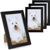AOOTE Cornice In Legno Nero, Confezione da 4 Cornici Portafoto Da 10 X 15 cm, per Esposizione da Tavolo e Montaggio a Parete, per Soggiorno Camera da Letto, Piccole Cornici Foto per Foto Ritratti