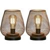 JHY DESIGN Set da 2 lanterne LED in gabbia di metallo, Lampada a batteria senza fili, Altezza 17 cm, Lampada da tavolo industriale per decorazioni, interni ed esterni, matrimoni