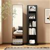 Generic Libreria Girevole a 360° con Specchio, Specchi a Figura Intera con Scaffale di Stoccaggio a 5 Livelli, Ripiani Aperto, Mobili Moderno per Soggiorno, Camera da Letto, Studio