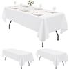 Pesonlook 2 pezzi Tovaglia rettangolare bianca 153×320 cm in poliestere, tovaglia bianca per tavolo rettangolare impermeabile, anti-macchia e lavabile in volume per buffet di festa di nozze