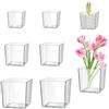 JINGHANGER 6 pezzi Vaso Quadrato in Plastica Trasparente 12,5cm/10cm/8cm Vaso di Fiori Flower Vase Centrotavola Cubo di vaso per Casa Matrimonio Festa Decorazione