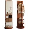 Generic Specchio Lungo Tutta la Lunghezza Girevole a 360° e Appendiabiti 170×40cm Specchio con appendiabito in Legno massello Cornice,Specchi girevoli a 360° per Camera da Letto, Soggiorno, Armadio