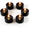 GOMETY 6 lumini solari per esterni, impermeabili, luce bianca calda, senza fiamma, ricaricabili, per giardino, balcone, terrazza, lanterna, campeggio, feste (nero)