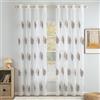 MIULEE Tende per Interni con Ricami a Foglie Lino e marrone 140x270 cm | 2 Pezzi Voile Tenda Finestra Interno Salotto, Moderne Tenda Trasparente Fantasia Tende Camera da Letto Soggiorno Occhielli