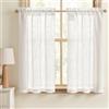 TOPICK Set di 2 tende effetto lino, 90 x 65 cm (altezza x larghezza), colore bianco