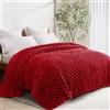Whale Flotilla Coperta Morbida con Motivo Jacquard 3D, Coperta per Divano, letto, Squisita e Calda, per 4 Stagioni, 230 x 270 cm, Rosso