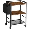 HOOBRO Porta stampante, Carrello a 3 Livelli, con Cesto Porta Documenti, con Ripiano Regolabile, Rotelle, 52 x 40 x 80,5 cm, per Studio Ufficio Scuola, Marrone Vintage EBF21PS01