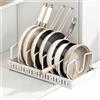 HUSOUE Organizer per coperchi di pentole, estraibile, con binario scorrevole | Porta coperchi con 12 scomparti, organizer per pentole e padelle, per cassetto, armadio, coperchio da cucina (bianco)