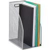 Relaxdays 3x Portadocumenti Verticale in Metallo, Formato A4, Organizer Extra Largo Ufficio, 32 x 16 x 24,5 cm, Argento