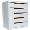 Aranaz- Cassetto in Legno - 5 Cassetti - Mobile Portaoggetti - Per Ingresso Camera da Letto Soggiorno - Colore Bianco - 39 x 30 x 45 cm