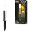 Briloner - Sistema da giardino Connect to Shine 12V, faretto LED con picchetto, prolunghe, IP44, luce bianca calda, luci per sentieri, 36,5x4 cm, color argento