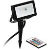 EGLO LED RGB Faretto Esterno Faedo 4 con Telecomando | RGB, dimmerabile, lampada esterna a 1 fiamma con picchetto per il terreno, materiale: alluminio e plastica, nero