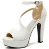 S8DOCFAF Scarpe da donna estive di grandi dimensioni sandali con tacco alto suola spessa lacci nero giallo bianco rosso partito scarpe da ballo donna