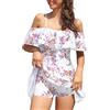 SHEKINI One Piece Swimsuit for Women V Neck Swimwear Ruched Tummy Control Back Cross Retro Swimming Costume with Skirt