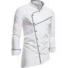 Duohropke Giacca da cuoco da uomo, slim fit, elasticizzata, con bottoni a pressione, a maniche lunghe, da cucina, da lavoro, casual, asimmetrica, da lavoro, da lavoro