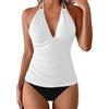 Generisch Tankini da donna push up, costume da bagno classico con ferretto, volant, coulisse laterale, tracolla regolabile, costume da bagno, due pezzi, tankini bikini no con slip